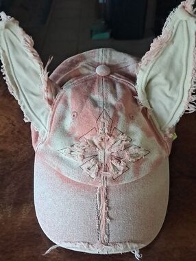 Adult Pink Distressed Bunny-Ear Baseball Cap - Cute Casual Accessory
